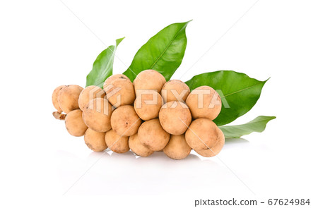 Longkong and green leaf isolated on whie Longkong and green leaf isolated on whie 67624984