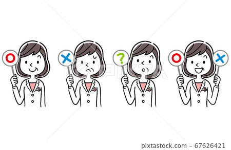 Vector material: middle-aged female doctor answering questions, set Vector material: middle-aged female doctor answering questions, set 67626421