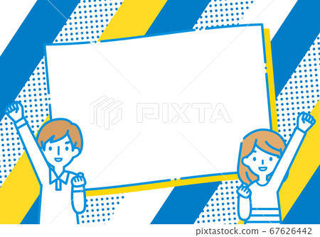 Men and women who support the title background - Stock