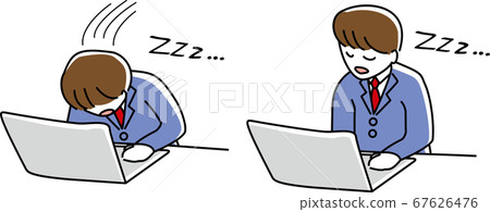 A male office worker who takes a nap 67626476