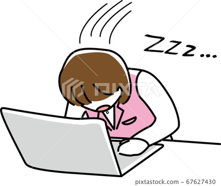 一位女性上班族，在工作中打na睡，越過一條船 67627430