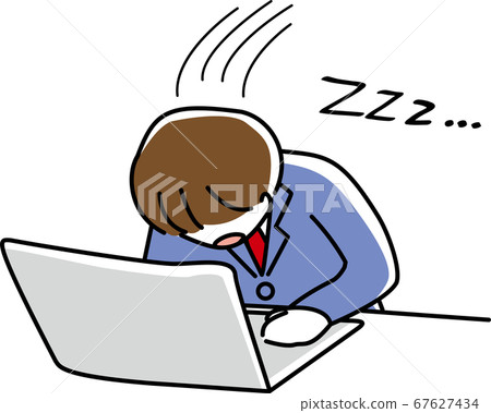 男性上班族在工作時小睡一會兒，翻過一條船 67627434