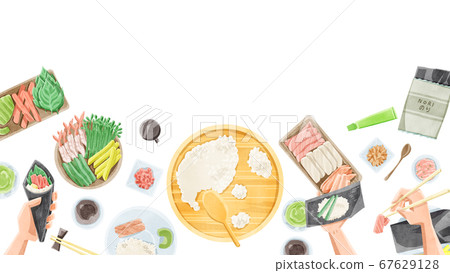 手捲壽司家庭聚會圖 67629128