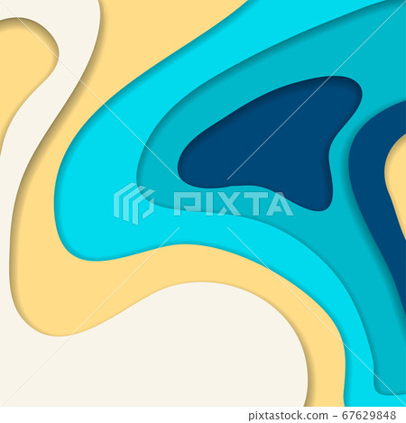 Abstract blue and yellow 3d paper cut background Abstract blue and yellow 3d paper cut background 67629848