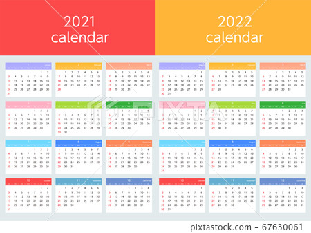 Colorful Sunday calendar for 2021 and 2022 67630061