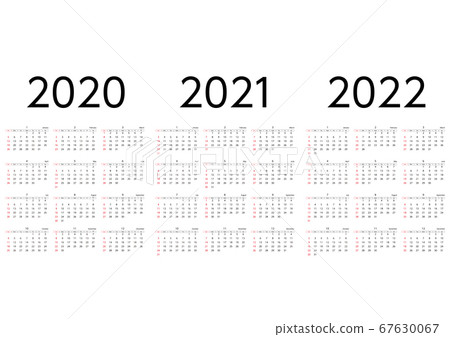Sunday 2020 2022 3 Year Calendar Stock Illustration 67630067 Pixta Click here for a pdf version of this calendar. https www pixtastock com illustration 67630067