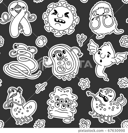 Viruses and Bacteria Linear Seamless Pattern on... - Stock Illustration ...