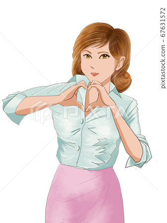 A woman who makes a heart by hand A woman who makes a heart by hand 67631572