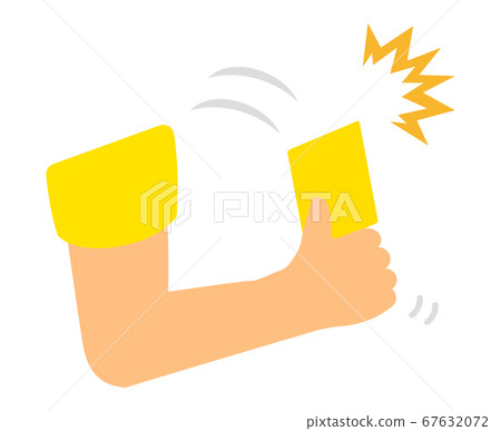 Hand to take out the yellow card 67632072