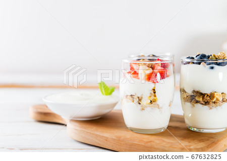 Little Jars with layered dessert from natural 67632825