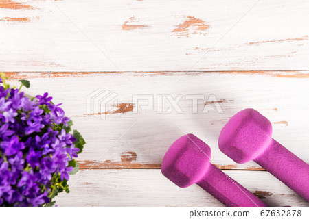 Ladies Sports Accessories, top view, wooden Ladies Sports Accessories, top view, wooden 67632878