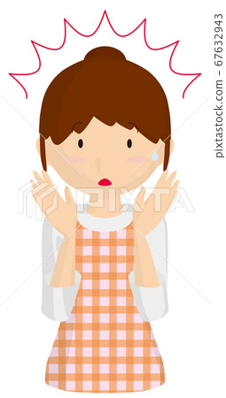 Surprised vector illustration of a housewife with a negative expression 67632943