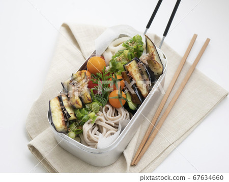 Outdoor, summer delicious lunch of Mestin [Bukkake soba salad] 67634660