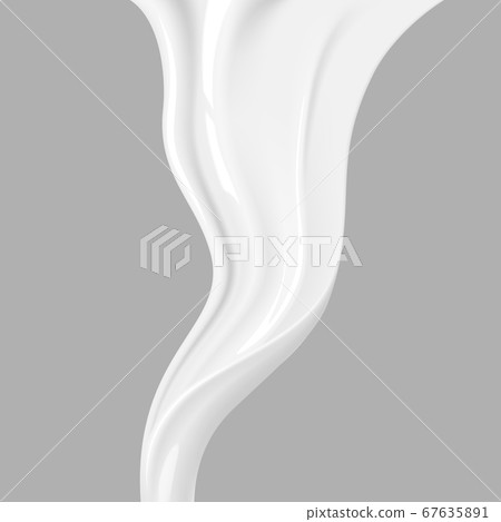 Pouring milk. Fluid flow, flow of cream, milk for 67635891