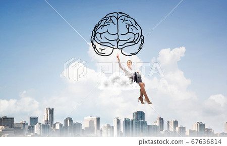 Concept of brainstorming and mind ability with attractive business lady Concept of brainstorming and mind ability with attractive business lady 67636814