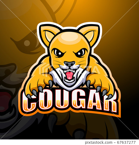 Cougar mascot esport logo design	 67637277