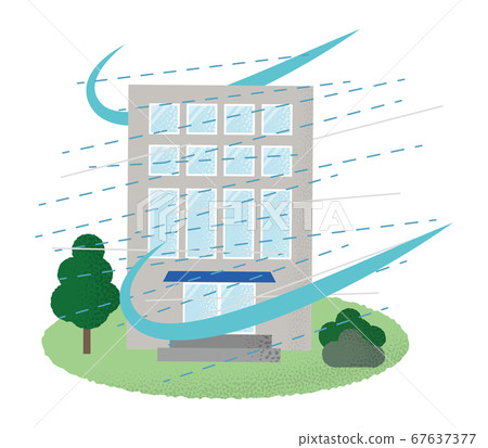 Vector illustration of building suffering from typhoon 67637377