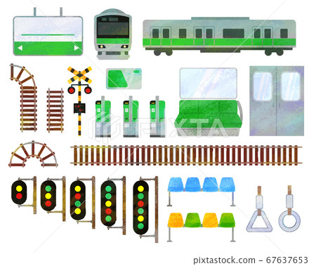 火車相關插圖集素材/模擬風格 67637653