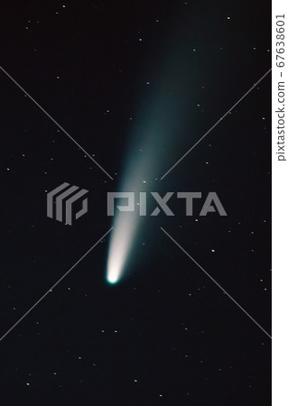 Comet Neowise C 2020 F3 Shines Bright In The Dark Night Starry Sky Comet At A Distance Of 104 Million Kilometres 67638601