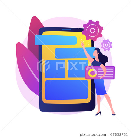 Mobile software optimization, UI, UX development vector concept metaphor. Mobile software optimization, UI, UX development vector concept metaphor. 67638761