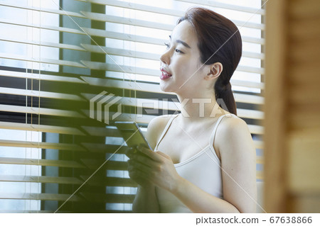 Smartphone, Tea Therapy, Foot Bath, Healing, Young Woman Smartphone, Tea Therapy, Foot Bath, Healing, Young Woman 67638866