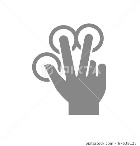 Multitouch for three fingers grey icon. Touch screen finger gesture symbol Multitouch for three fingers grey icon. Touch screen finger gesture symbol 67639125