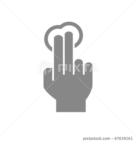 One click with two fingers grey icon. Multi touch screen fingers, 2x tap symbol One click with two fingers grey icon. Multi touch screen fingers, 2x tap symbol 67639161
