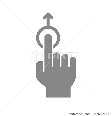 One-touch and swipe up grey icon. Touch screen hand gesture symbol One-touch and swipe up grey icon. Touch screen hand gesture symbol 67639164