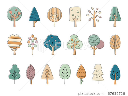 斯堪的納維亞風格樹插圖集/時尚/可愛/森林 67639726