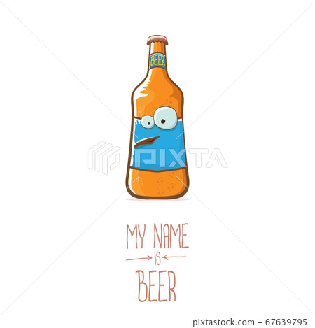 vector cartoon funky beer bottle character isolated on white background.vector beer comic label or poster design template. my name is beer or happy friday concept illustration vector cartoon funky beer bottle character isolated on white background.vector beer comic label or poster design template. my name is beer or happy friday concept illustration 67639795