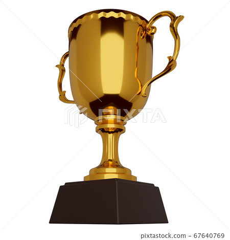 A photoreal transparent 3DCG rendered image of a gold trophy or winning cup given as a proof of victory A photoreal transparent 3DCG rendered image of a gold trophy or winning cup given as a proof of victory 67640769