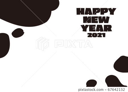 新年賀卡牛花紋2021旁邊 67642132