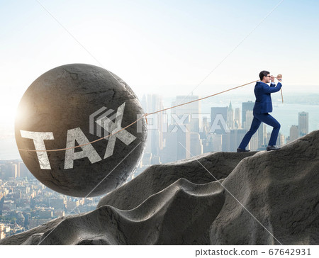 Business concept of tax payments burden Business concept of tax payments burden 67642931