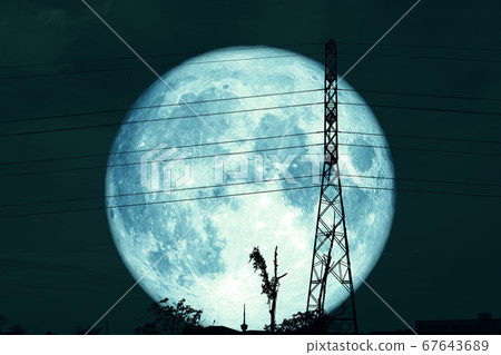 Super Blue Worm Moon and silhouette power electric Super Blue Worm Moon and silhouette power electric 67643689