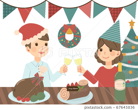 Men and women having a fun Christmas party Men and women having a fun Christmas party 67643836