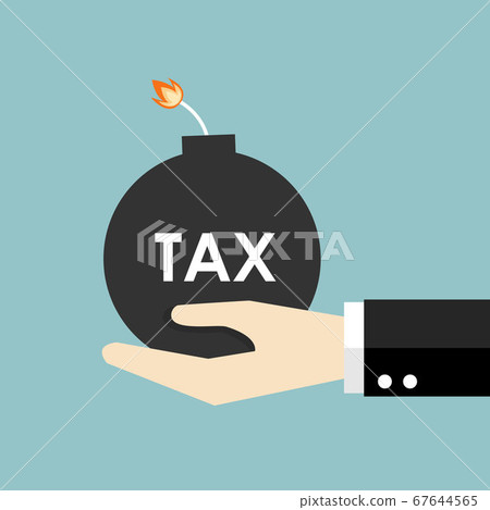 Hand holding tax bomb. Vector illustration. 67644565