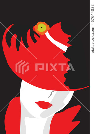 Vector art of lady in red dress - Stock Illustration [67644888] - PIXTA