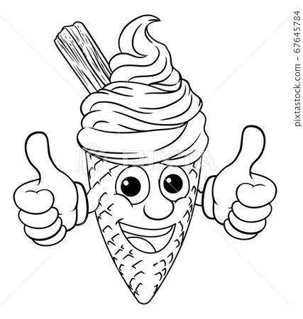 Ice Cream Cone Cartoon Character Mascot Thumbs Up Ice Cream Cone Cartoon Character Mascot Thumbs Up 67645784