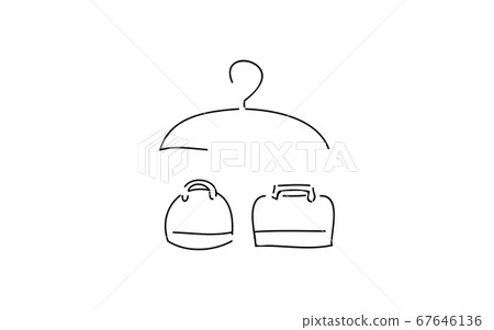 Analog handwriting style loose touch icon: hanger and baggage 67646136