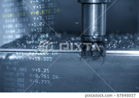 The abstract scene of CNC milling machine . 67648037