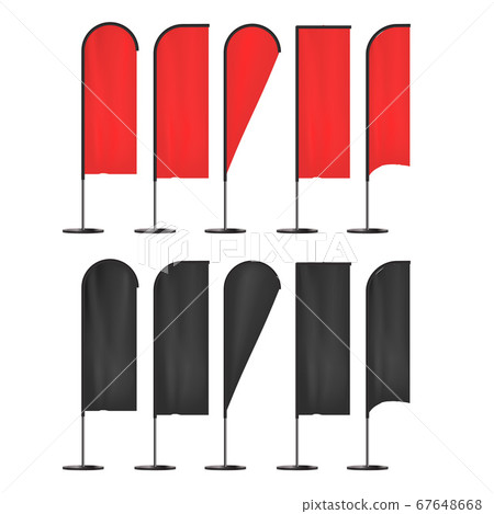 Realistic 3d Detailed Black and Red Blank Expo Banner Flag Template Mockup Set. Vector Realistic 3d Detailed Black and Red Blank Expo Banner Flag Template Mockup Set. Vector 67648668