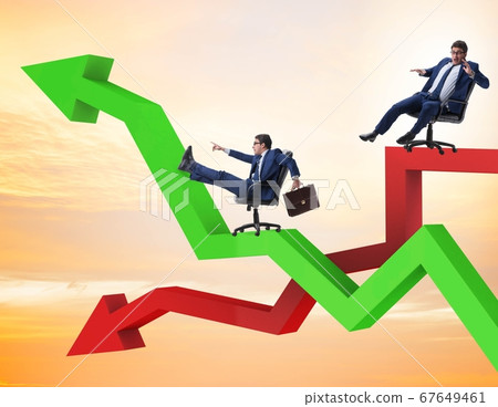 Growth and decline concept with businessmen Growth and decline concept with businessmen 67649461