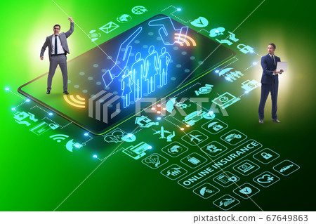 Concept of buying insurance online over internet Concept of buying insurance online over internet 67649863