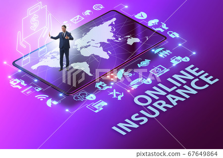 Concept of buying insurance online over internet Concept of buying insurance online over internet 67649864