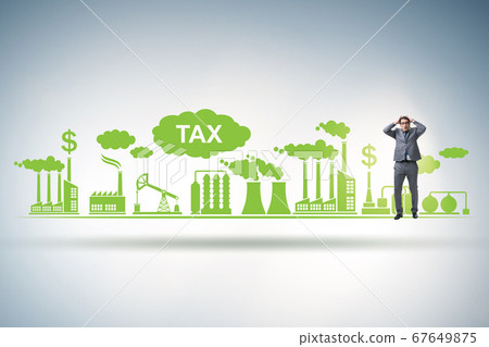 Businessman in carbon tax concept 67649875