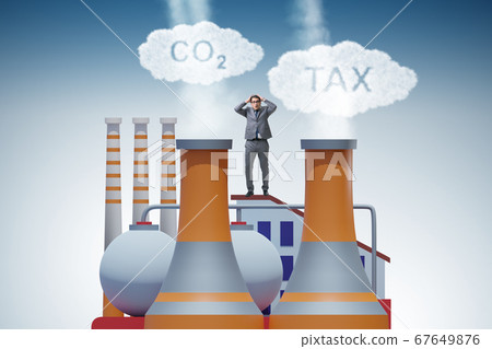 Businessman in carbon tax concept 67649876