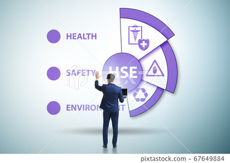 HSE concept for health safety environment with businessman HSE concept for health safety environment with businessman 67649884