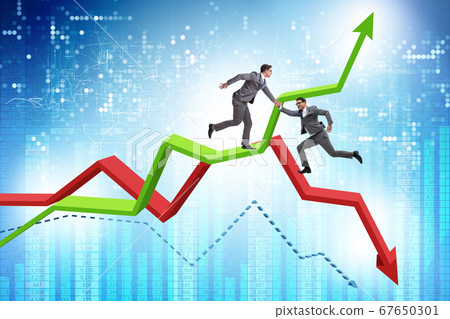 Businessman saving competitor during the crisis 67650301