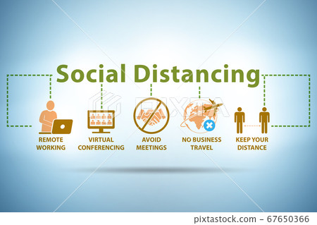 Concept of office social distancing during covid-19 pandemic Concept of office social distancing during covid-19 pandemic 67650366