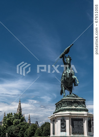 Sculpture Of Erzherzog Karl On Famous Square Heldenplatz At Hofburg In Front Of The Vienna City Hall Rathaus In The Inner City Of Vienna In Austria Sculpture Of Erzherzog Karl On Famous Square Heldenplatz At Hofburg In Front Of The Vienna City Hall Rathaus In The Inner City Of Vienna In Austria 67651008